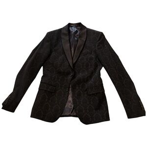 Black Brocade Tuxedo Suit Jacket